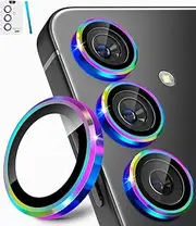 for Samsung Galaxy S25 Camera Lens Protector, HD Clear, Scratch-Resistant, Ultra-Thin Tempered Glass with Aluminum Edging, Case-Friendly Screen Cover Film,Colorful