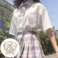 在飛比找樂天市場購物網優惠-刺繡潮jk白襯衫新款袖制服女中短袖夏季上衣百搭學生學院風