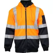 Hi Vis 2 Tone Full Zip Orange & Navy Tech Fleece Taped Hoodie - 6XL