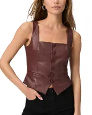Paige Irene Faux Leather Button Front Top