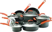 Brights Hard-Anodized Nonstick Cookware Set with Glass Lids, 14-Piece Pot and Pa