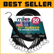 21-Inch Heavy-Duty Bungee Cords with Crimped S-Hooks for Secure Cargo - 50 Pcs