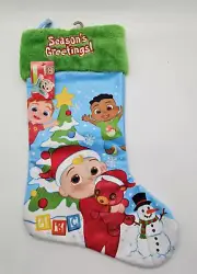 Cocomelon Christmas Stocking Blue Plush Toddler Holiday Stocking 19"