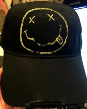 Nirvana Band Smiley Face Logo Distressed Baseball Cap Adjustable Strapback Hat