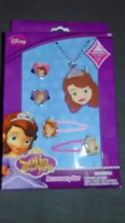 Disney Sofia The First 5 Part Accessory Set, 2 Rings,2 Hair Clips, Necklace BNWT