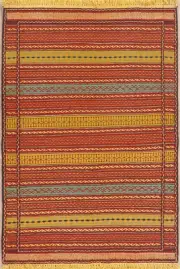 Traditional Rust Wool Flat-Weave Kilim Turkish Accent Rug Foyer Carpet 3x5