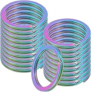 uxcell 20pcs Split Keychain Rings, 20mm Round Flat Keyrings Stainless Steel Open Key Chain Ring Dog Tag Rings for DIY Keychain Craft Lanyard, 1.5mm Thick, Rainbow