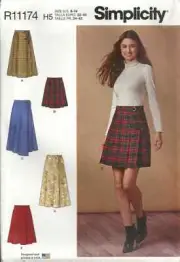 SIMPLICITY R11174 MISSES' SIZE 6-14 WRAP SKIRTS IN TWO LENGTHS SEWING PATTERN