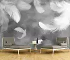 3D White Feather Wallpaper Wall Mural Removable Self-adhesive 452
