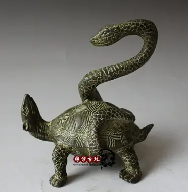 純銅仿古四方神獸玄武神獸烏龜蛇鎮宅辟邪家居裝飾吉祥物風水擺件