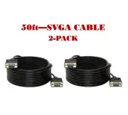 2-Pack - 50ft SVGA Male/Male Cable- PC Monitor Projector HDTV- High-Quality Cord