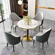 HOLGVE Office Reception Round Table, Space-Saving Negotiation Table and Chair Set Room Club Table, Small Conference Office Reception Round Table with Chairs(Dark Gray)