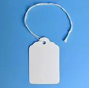 Merchandise Tags with String Attached - 2 1/4” x1 7/16”, Pack of 500 White Marking Tags with Strings, Hangin Paper Tags with Strings, Labels to Tie On