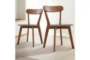 Wood Dining Chairs Set of 2 Farmhouse Kitchen Chairs with Backrest Wooden Dining Room Chairs Stackable Dining Chairs Walnut