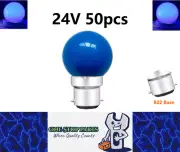 50 x Blue 24V B22 1W LED Bubble Globe Frosted Blue Lens sign party (50pcs)