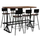 7pcs Wood Timber Bar Set Industrial Rustic Dining Table Barstools Stools Chairs