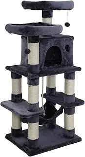 i.Pet Cat Tree Large Cats Tower Ultimate Scratching Post, 145cm Height Pet Scratcher Cardboard Posts Indoor Kittens Wooden Play House Towers and Trees Corner Toys, with Condo, Hammcok and Hanging Toy