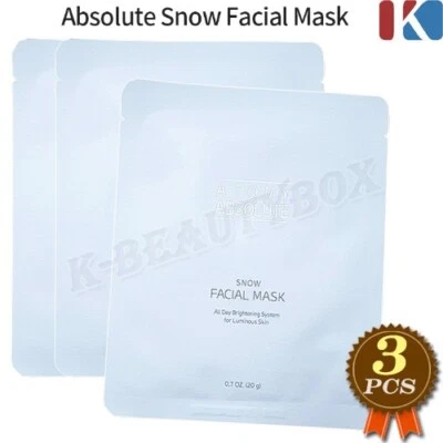 ATOMY Absolute Snow Facial Mask 20g x 3pcs Moist Brightening Facial Mask Sheets