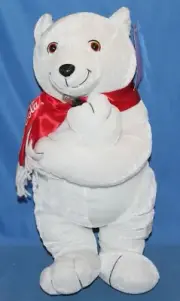 Coca-Cola Coke Christmas Plush Polar Bear Hugging Bottle NWT