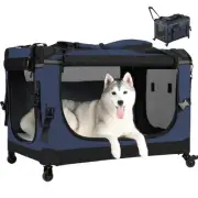 30IN Soft Collapsible Dog Crate w Detachable Wheels, Rolling Travel Dog Crate...