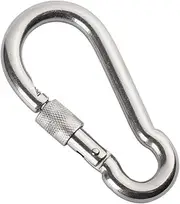 Snap Hooks Silver Stainless Steel Lock Ring Snap Hook Carabiner Spring Snap Quick Link Outdoor Climbing Gear Equipment