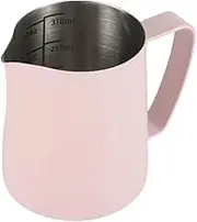 Dianoo Milk Frothing Pitcher, 350ml Stainless Steel Espresso Steaming Pitcher, Milk Frother Cup For Coffee Cappuccino With Measurement Scale, Pink