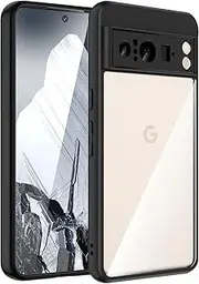 LAYJOY Case for Google Pixel 8 Pro (2023),[Shockproof] [Anti-Scratch] [Anti-Yellowing] Black Silicone TPU Bumper and Transparent Hard PC Slim Fit Cover -Clear