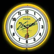15" VERNORS Deliciously Different Ginger Ale Sign Yellow Double Neon Clock