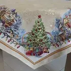 Tapestry Tablecloths Christmas Golden Xmas Table Cloth Cover Santa Old Square