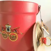 Mid Century Modern Vintge 1930's KraftWARE RED FIRE CARRIAGE Ice Bucket 10X8 nwt