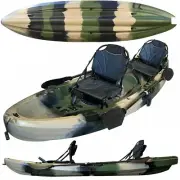 3.7M 2.5 Persons Family Double 2+1 Fishing Kayak Vintage Seat Green Camo Flush