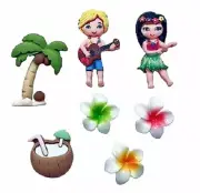 Luau / Hawaiian Flat Back Embellishments - Craft Scrap Shelly's Buttons and More