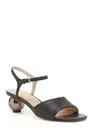 Pour La Victoire Dora Leather Sphere Kitten Heel Sandal Retro Open Dress Pumps