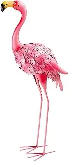 QNGCOLRCY Garden Statues Flamingo Sculptures Metal Yard Art, Pink Bird Art Outdoor Backyard Decor Patio Lawn Porch Ornament Flamingo Yard Decoration (Pink with White)