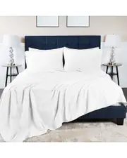 Superior Cotton Linen-Blend Deep Pocket 4pc Bed Sheet Set