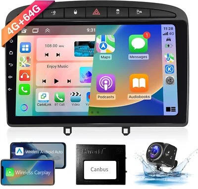 9" For Peugeot 308 2008-2014 Android 14 Car Stereo Radio CarPlay GPS Head Unit (for: Peugeot)