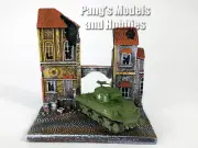 M4 Sherman Tank 1/100 Scale Diecast Model and "The Chateau" Diorama Display