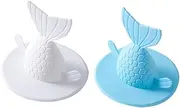 2pcs Fishtail Sink Plug Cover Odor-Proof Drain Stopper for Kitchen/Bathroom Wide Rim Strainer Pad for Floor Dr