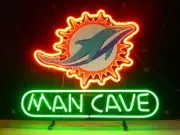 US STOCK 14"x10" Man Cave Miami Dolphins Light Neon Sign Lamp Decor Beer Bar