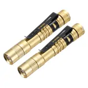 2 Pcs Mini Flashlight with Clip, Small LED Pen Flashlights, Golden
