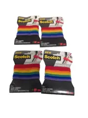 4 pk Scotch 3M Bundling Straps Rainbow Colors Six 8” Straps p/ Pack hoop & loop