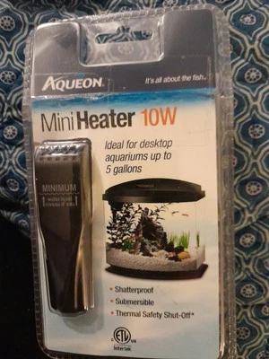 Aqueon Mini Fish Tank Heater 10 W Thermal Safety Shut Off New