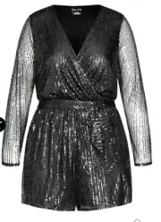 City Chic Small Playsuit Sequin Plus Size 16/18