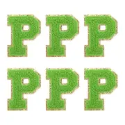 Chenille Letter Patches 2.2" Letter P Embroidered Patch (Green, Pack of 6)