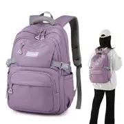 Backpack Solid Teenage Girls School Shoulder Bag Nylon-Purple