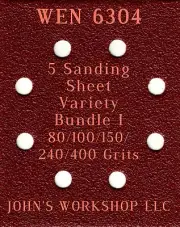 WEN 6304 - 80/100/150/240/400 Grits - 5 Sandpaper Variety Bundle I