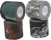 Kisangel Hunting Camouflage Tape 4pcs Self Adhesive Bandage Wraps Nonwoven Fabric Tapes Adhesion Waterproof Easy to Tear Outdoor Protective Tape Emergency First Aid Tape