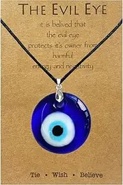 [Long tiantian] Evil Eye Necklace,Blue Turkish Glass Leather Rope Evil Eye Necklace for Women Men Lucky Protection Necklace Jewelry