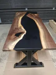 Epoxy Table dining table top Live Edge Walnut Wood Custom Order size in inches