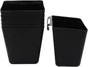DUTWROY Hanging Storage Baskets, Pack of 6, Black Hanging Containers, Plastic Hanging Baskets, Hanging Containers with Hooks, 12 x 9.5 x 12.5 cm (L x W x D) for a Serving Trolley, Kitchen, Garden
